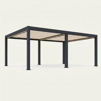 Pergola haut de gamme RKOVE RK-S3 en aluminium, toit rétractable robuste et résistant aux intempéries avec éclairage LED d'ambiance et écran d'intimité