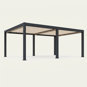 Pergola haut de gamme RKOVE RK-S3 en aluminium, toit rétractable robuste et résistant aux intempéries avec éclairage LED d'ambiance et écran d'intimité - Product Image 1