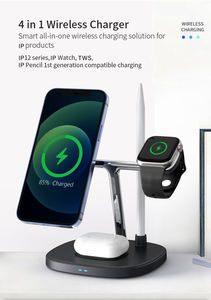 Station de chargement magnétique rapide 4 en 1 15W Dock <span class=keywords><strong>Multi</strong></span> Wireless Charger For ip 12 Pro Max <span class=keywords><strong>Apple</strong></span> Watch TWS - Product Image 3