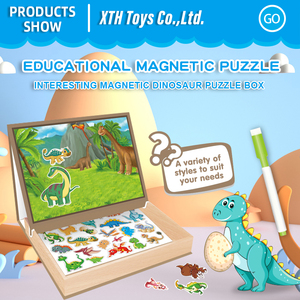 Nouveau Puzzle <span class=keywords><strong>magnétique</strong></span> pour enfants le monde des dinosaures jouet éducatif pour enfants <span class=keywords><strong>2</strong></span> en 1 autocollants magnétiques Puzzle jouet planche à dessin - Product Image 2