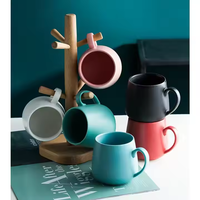 Vente en gros d'usine, ensemble de tasses à café en céramique blanches et noires personnalisées avec logo promotionnel, grande capacité, pour la rentrée scolaire