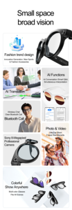 Gafas Inteligentes con IA <span class=keywords><strong>de</strong></span> Traducción, Modelo W611 <span class=keywords><strong>de</strong></span> <span class=keywords><strong>Google</strong></span>, Resistentes al Agua, para Escuchar Música, Hacer Llamadas, Grabar Videos, Reconocimiento <span class=keywords><strong>de</strong></span> Objetos por Voz con IA - Product Image 4