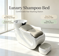 En gros, Lit de lavage de cheveux en céramique blanche, inclinable, pour salon et spa, avec robinet pulvérisateur et repose-pieds réglable