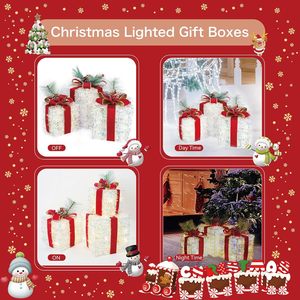 DAMAI Set of 3 <b>Christmas</b> Lighted Gift <b>Boxes</b> Led Light up <b>Boxes</b> Ornaments for Holiday Party <b>Christmas</b> Decorations Indoor - Product Image 3