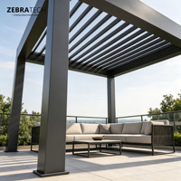 Pergola bioclimatique motorisée en aluminium avec toit à lames orientables, revêtement poudré, certifiée CE UKCA, pour villa, jardin, extérieur, été