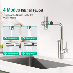 4 Water Function Modes Single Handle Single Hole Pull Out 2 in 1 Kitchen Faucet Mixer Tap with Combined Soap Dispenser - Product Image 2
