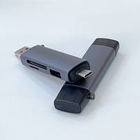 Lecteur de cartes pour téléphone, tablette et appareil photo - Alliage d'aluminium trois-en-un Type-C/USB/Micro USB vers TF/SD/USB avec USB 3.0
