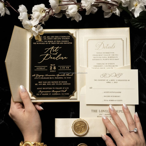 Enveloppe de luxe personnalisée pour invitation de mariage, porte-cartes de mariage élégant, impression offset or, Saint-Valentin, Noël - Product Image 2