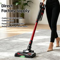 Aspirateur Balai Sans Fil Portable en Gros d'Usine avec Filtre HEPA, Écran Numérique, Type C, LED pour Poils d'Animaux, Maison, Usage Commercial et Hôtelier