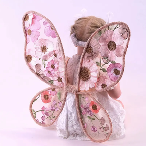 Çocuklar çocuk bebek çiçek peri kanatları giyinmek hazırlanmış kanatları el yapımı dantel peri kanatları çocuklar ve partiler için oyna taklit çiçek - Product Image 4