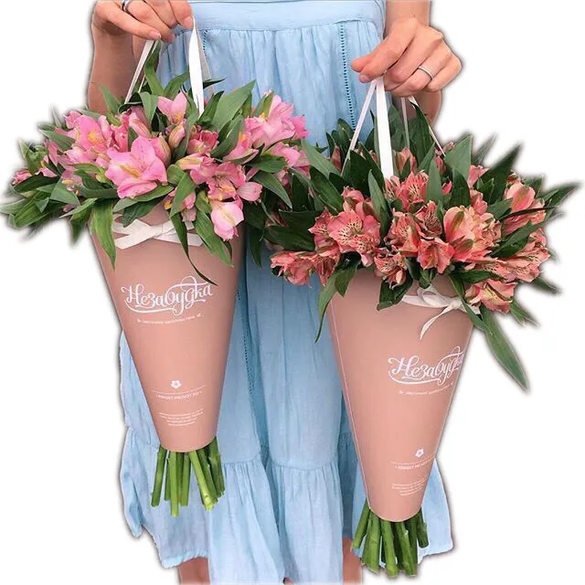 50 sacs d'emballage de fleurs étanches, sachet en papier imperméable et personnalisé avec long ruban