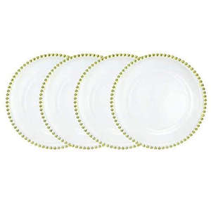 Assiettes de chargeur en <span class=keywords><strong>verre</strong></span> transparent or argent design classique avec motif rose pour les événements et les fêtes de restaurants - Product Image 1