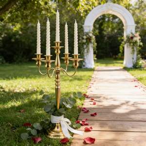 Европейский современный настольный канделябр с несколькими рожками, экологичный, устойчивый к ржавчине, ручной работы, из железа, белый/золотой, подсвечник для свадьбы и дома - Product Image 5