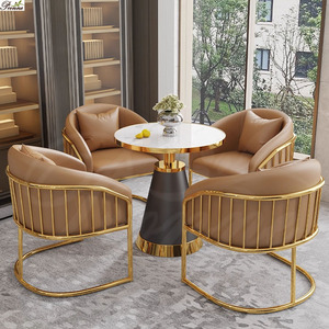 Tavolino <span class=keywords><strong>rotondo</strong></span> moderno in acciaio inossidabile oro <span class=keywords><strong>finto</strong></span> <span class=keywords><strong>marmo</strong></span> - Product Image 2