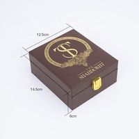 Boîtes en cuir brun de luxe personnalisées en MDF pour l'emballage d'huiles essentielles, de parfums, de boîtes à huiles parfumées, de boîtes à attar