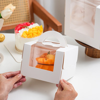 Boîte à gâteau en papier kraft biodégradable et recyclable de qualité alimentaire avec logo personnalisé, poignée portable pour livraison à emporter
