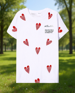 T-shirt da donna Resyla a maniche corte, vestibilità standard, stampa digitale a righe con cuori, casual, primavera estate, girocollo in jersey - Product Image 2