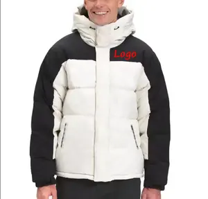 Wholesale Cheap Customize Low Moq Logo Print Down Jacket Coat Plus Size Color Block Puffer Jackets