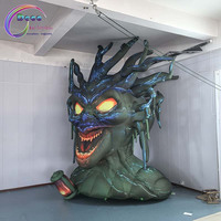 Tête de Méduse gonflable géante, modèle de monstre effrayant avec lumières LED pour fête d'Halloween, décoration de maison hantée