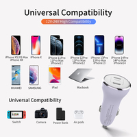 Chargeur de voiture USB C 60W, adaptateur de chargeur de voiture double PD30W Type C, chargeur de voiture à charge rapide compatible avec iPhone 16,Galaxy S24, iPad