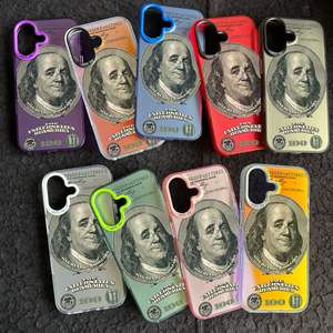 À la mode coloré argent IMD US Dollar motif étui de téléphone portable pour <span class=keywords><strong>iPhone</strong></span> 16 Pro Max 15 Plus 14 13 élégant étui de téléphone personnalisé - Product Image 1