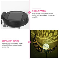 Lampes solaires d'extérieur pour pelouse, motif lune et soleil, globe en verre craquelé, piquet en métal, lampe de jardin