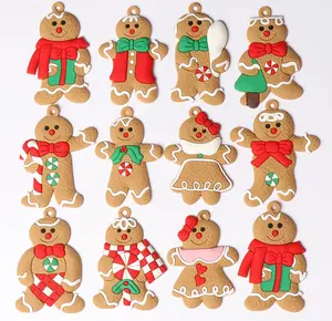 Christmas Toys 10pcs PVC Gingerbread Man Christmas Ornament Navidad 2021 Hanging In The Christmas Tree For Navidad