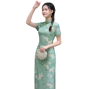 2024 summer maxi dress New Chinese style retro dress improved qipao short and long dress for girls