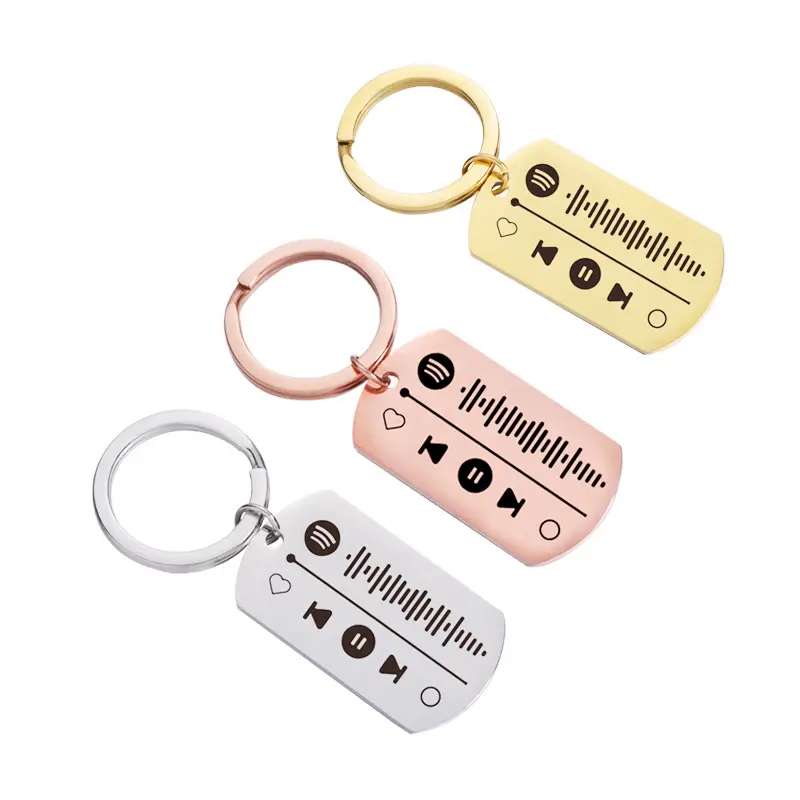 Music Scan Code Spotify Key Chain Creative Personalized Laser Engraving Stainless Steel Pendant Key Ring Gifts Keychain