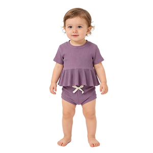 Doğrudan üretici yüksek kaliteli ucuz özel 100% saf pamuk yaz serin yenidoğan bebek Unisex iki parçalı Set giysi - Product Image 4