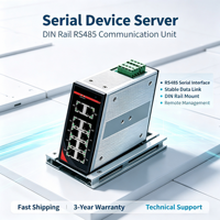 Serveur série 1 port pour rail DIN, convertisseur RS485 vers Ethernet Modbus TCP, COM virtuel et mode transparent, 12-24V DC, rail 35mm