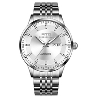 Montre mécanique automatique minimaliste pour homme, aiguilles lumineuses, bracelet en acier inoxydable, étanche, logo personnalisé en gros