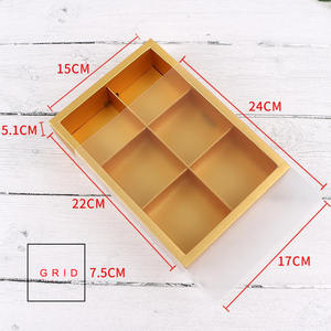 Caja de cajón dorada esmerilado transparente PVC manga ventana papel pastel panadería galleta pastelería cajón cajas con 2 4 6 divisores - Product Image 1