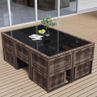 Ensemble de table et de chaises de jardin pour l'extérieur, adapté pour la terrasse, le jardin, la piscine