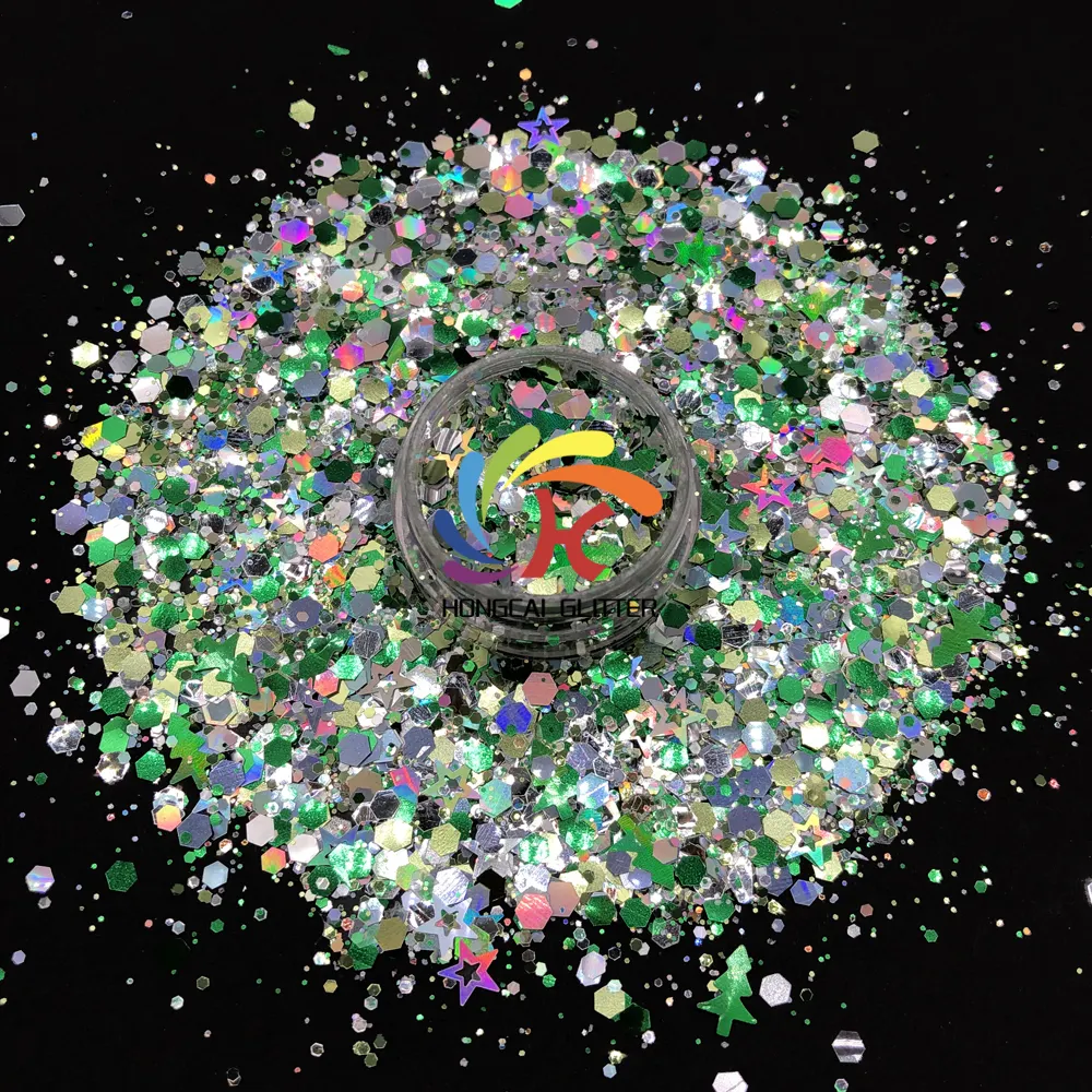 Số Lượng Lớn Nhựa Chunky Glitter Sequins Cây Giáng Sinh Glitter Bột Flower Balls Trang Trí