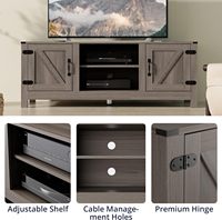 Support de télévision moderne de ferme pour centre de divertissement TV de 55/60 pouces avec étagère réglable Double portes de grange Salon Chambre à coucher