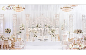 Decoración de escenario de fibra con tema de boda Srilankan moderna, escenario de recepción de Evento de Boda Judía elegante con estilo elegante de escenario de Bollywood - Product Image 3
