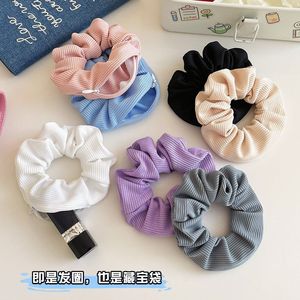 Élastique à cheveux zippé avec poche cachée pour usage quotidien, couleur unie, en flanelle, haute élasticité, design antivol - Product Image 1