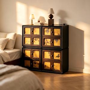 Comodino Moderno Impilabile in Legno Massello Ecologico e Durevole, Stile Credenza per Camera da Letto e Hotel - Product Image 1