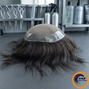 Sistema de Reemplazo Capilar OME para Hombre, Cabello Humano Indio No Remy, Base Mono Transparente, Mezcla Negra, Cabello Largo, Sin Pegamento - Product Image 2