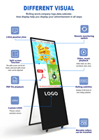 Layar LCD Portabel 43 Inci, Papan Poster Digital, Display Vertikal Berdiri untuk Pusat Perbelanjaan