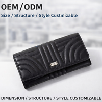 Dompet Wanita Model Panjang Custom Logo Grosir Kulit Asli Desainer RFID untuk Hadiah Liburan Grosir