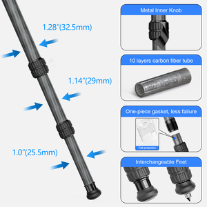 Trípode de Fibra de Carbono WEYLLAN HU323 para Fotografía con Cabezal de Bola de Palanca Integrada de 52 mm, Tubo de 32 mm, Trípode Ligero para Cámara L92 - Product Image 5