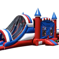 Château gonflable commercial Fun Bounce avec parcours d'obstacles et toboggan, jeu de défi pour enfants en PVC multicolore, location pour fêtes en plein air