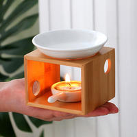 Diffuseur en bois d'aromathérapie pour huiles essentielles Bougies chauffe-plat Porte-encens Brûleur à cire parfumée