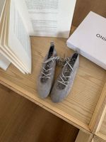 Tendance 2026 : Ballerines vintage pour femme à lacets en daim microfibre, chaussures décontractées à semelle en caoutchouc, support usine OEM ODM personnalisé