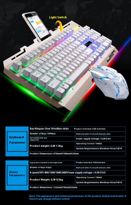 คีย์บอร์ดเกมมิ่งแบบมีสาย USB พร้อมเมาส์โลหะ สำหรับร้านอินเทอร์เน็ตคาเฟ่ พร้อมขาตั้งแล็ปท็อป ชุดคีย์บอร์ดและเมาส์ตามหลักสรีรศาสตร์ - Product Image 3