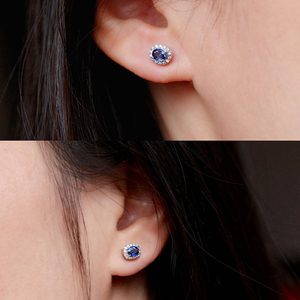 อาซูโอ 18K ทองคำขาวแท้ แซฟไฟร์สีน้ำเงินธรรมชาติ เพชรแท้ ต่างหูแฟรี่สตั๊ด ของขวัญสำหรับผู้หญิง งานหมั้น สวมใส่ได้ทุกวัน - Product Image 5