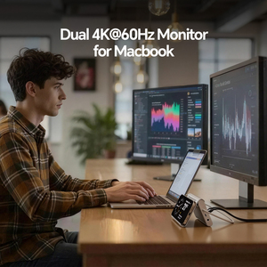 PULWTOP MacBook Docking Station จอภาพคู่ 4K60Hz พร้อม 2 HDMI, อีเธอร์เน็ต, USB-A/C 10Gbps, สำหรับ MacBook Pro/Air M4/M5 - สีเงิน - Product Image 4