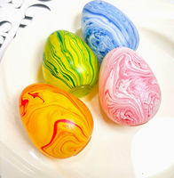 Œuf de Pâques Squishy à Remontée Lente - Jouet à Presser pour Enfants en Sucre de Malt Marbré avec Conception Anti-Stress